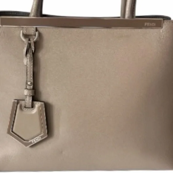 Fendi 2Jours Small / Petite Tote in Beige-Gray Leather with Crossbody Strap - Picture 11 of 16